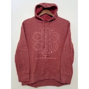 Zoe + Liv Women's Hoodie Geometric Symbols Burgundy Pullover Sweatshirt SZ M